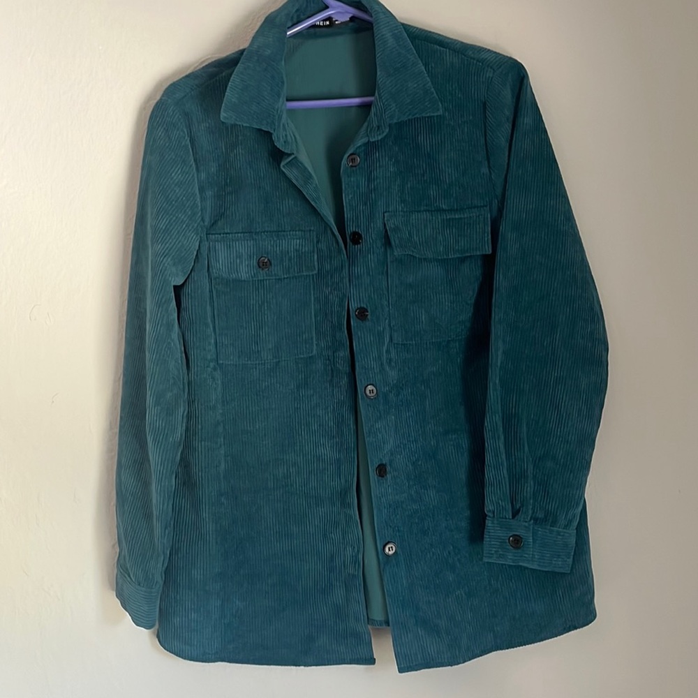 Corduroy teal button up